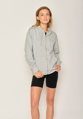Grau:  Lässige Sweatjacke aus Baumwolle für Damen [17895]