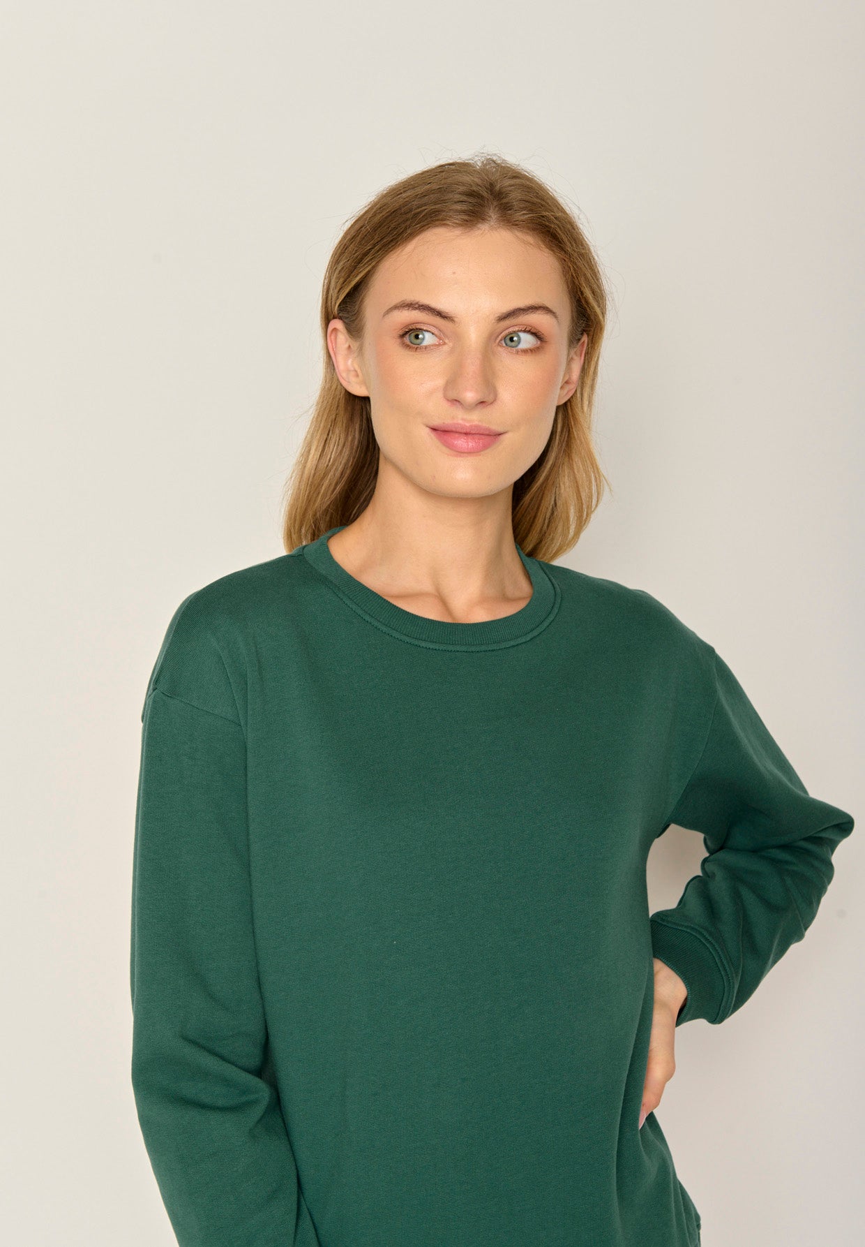 Grün:  Gemütliches Sweatshirt aus Bio-Baumwolle für Damen [17901]