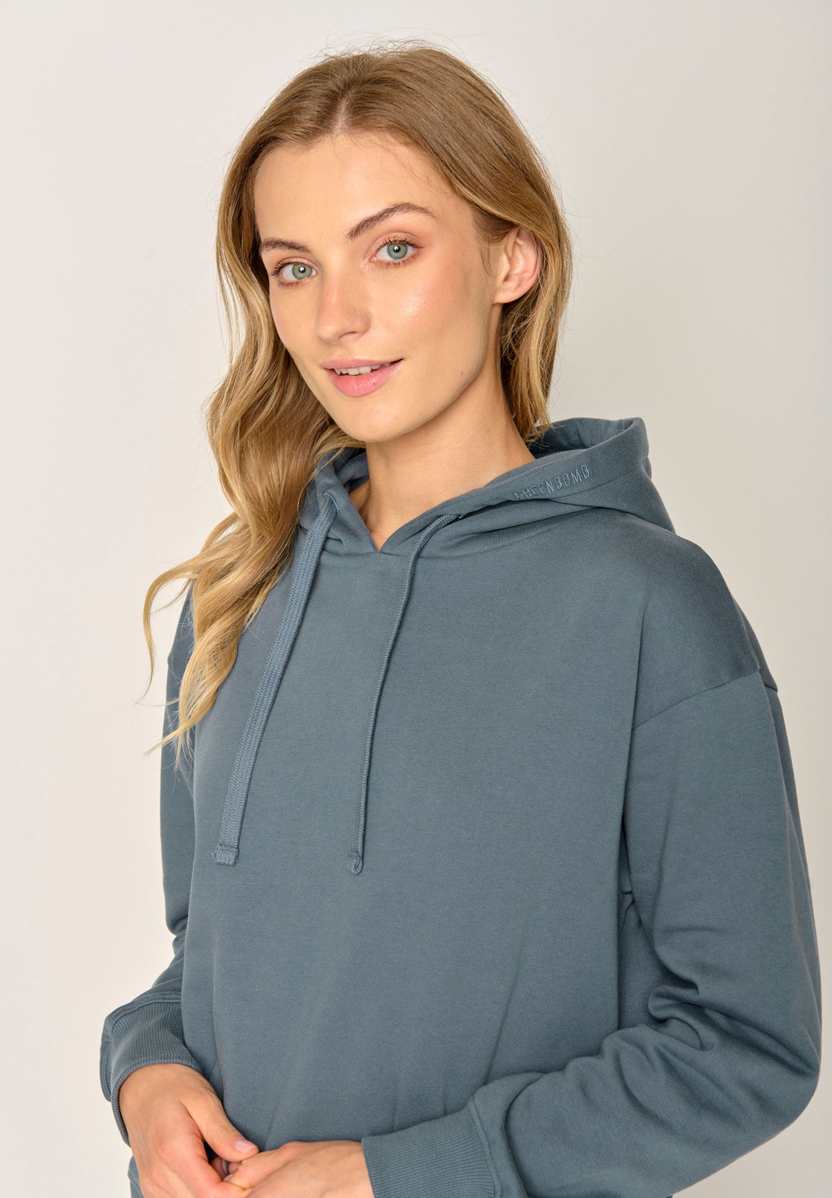 Blau:  Gemütlicher Hoodie aus Bio-Baumwoll Mix für Damen [17914]