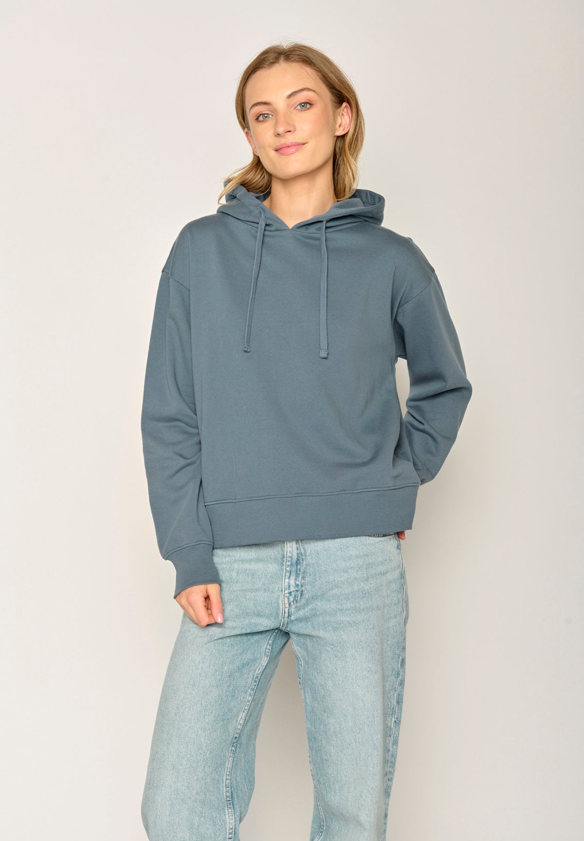 Blau:  Gemütlicher Hoodie aus Bio-Baumwoll Mix für Damen [17915]