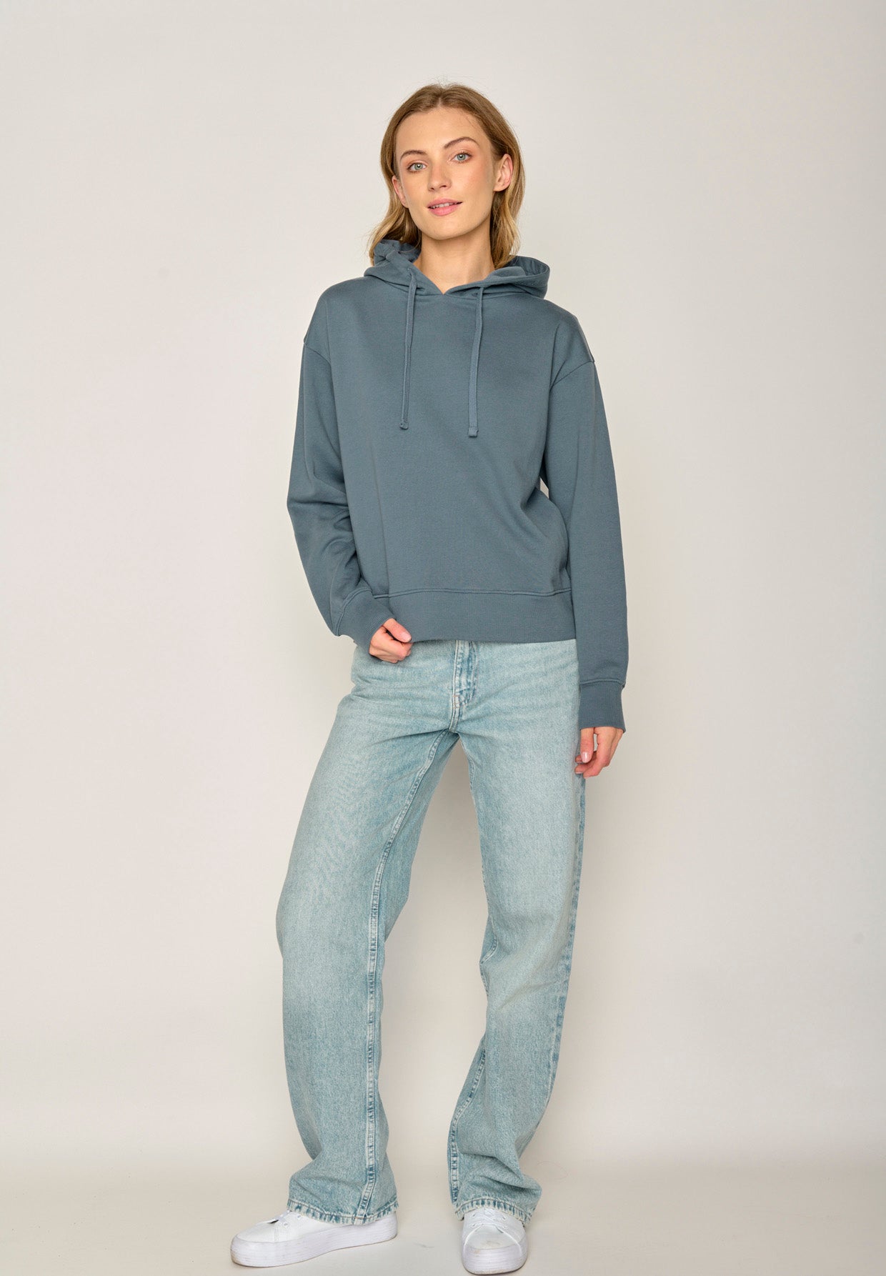 Blau:  Gemütlicher Hoodie aus Bio-Baumwoll Mix für Damen [17917]