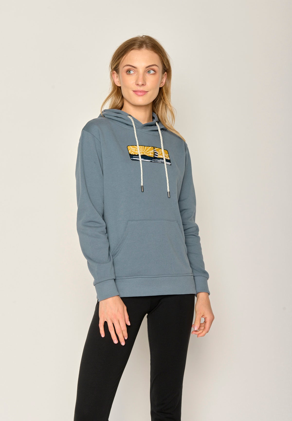 Blau:  Gemütlicher Hoodie aus Bio-Baumwolle für Damen [17940]