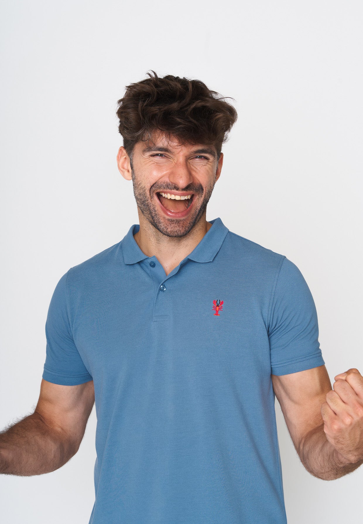 Blau:  Sportliches Polo aus Baumwoll-Mix für Herren [17958]
