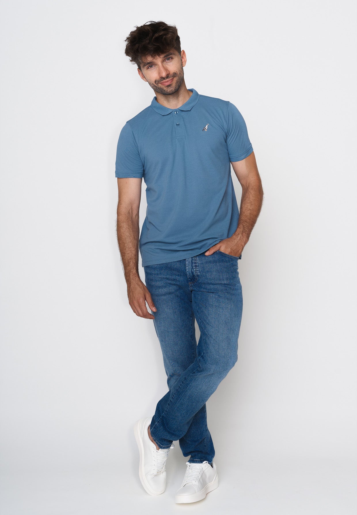 Blau:  Sportliches Polo aus Baumwoll-Mix für Herren [17961]