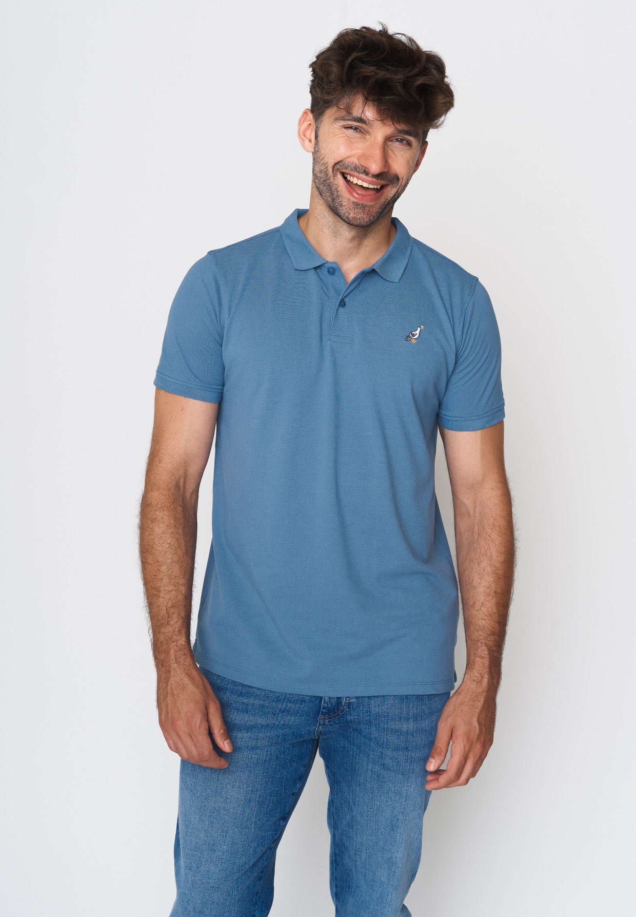 Sloppy Blue: Sportliches Polo aus Baumwoll-Mix für Herren [17962]
