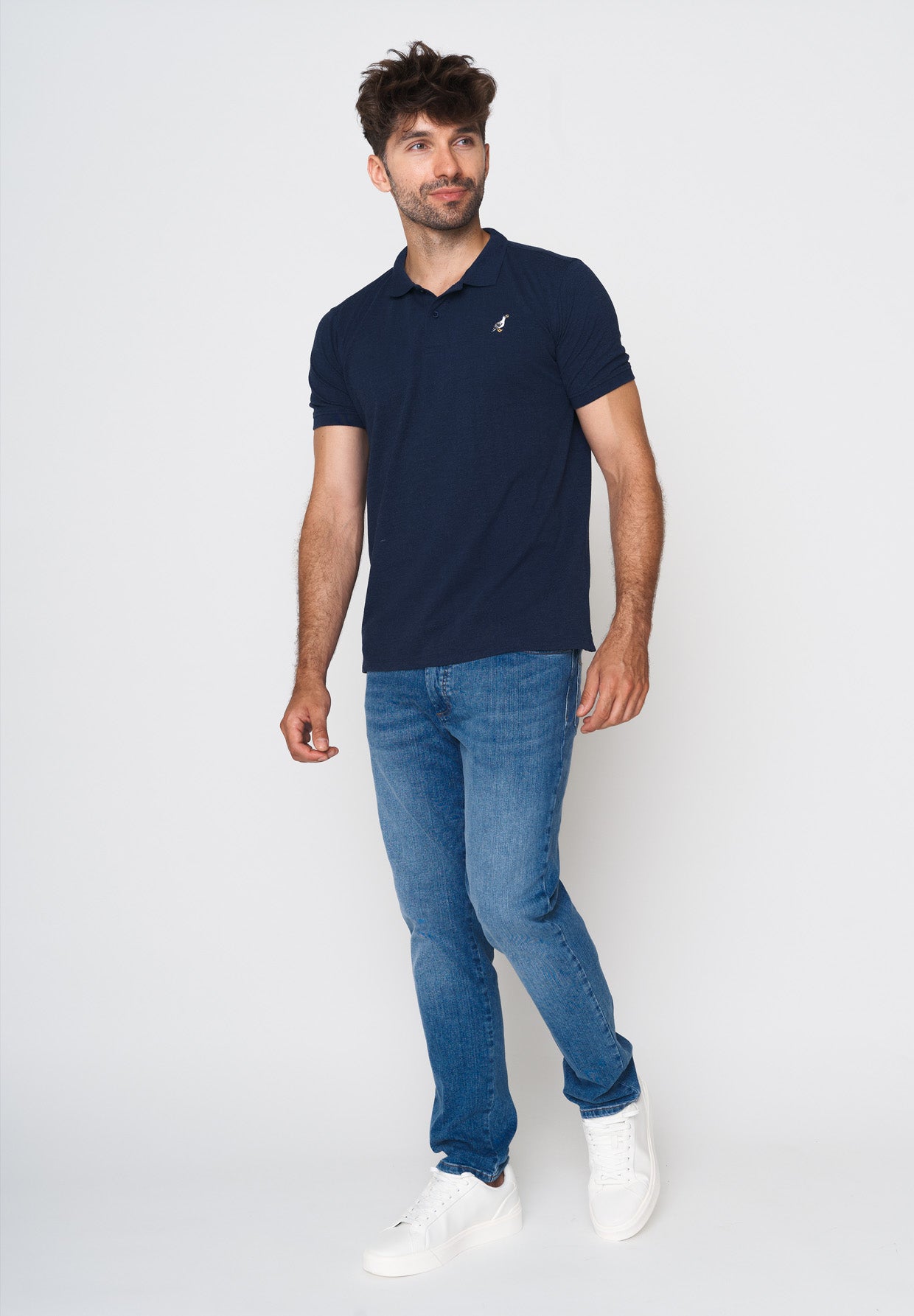 Navy: Sportliches Polo aus Baumwoll-Mix für Herren [17968]