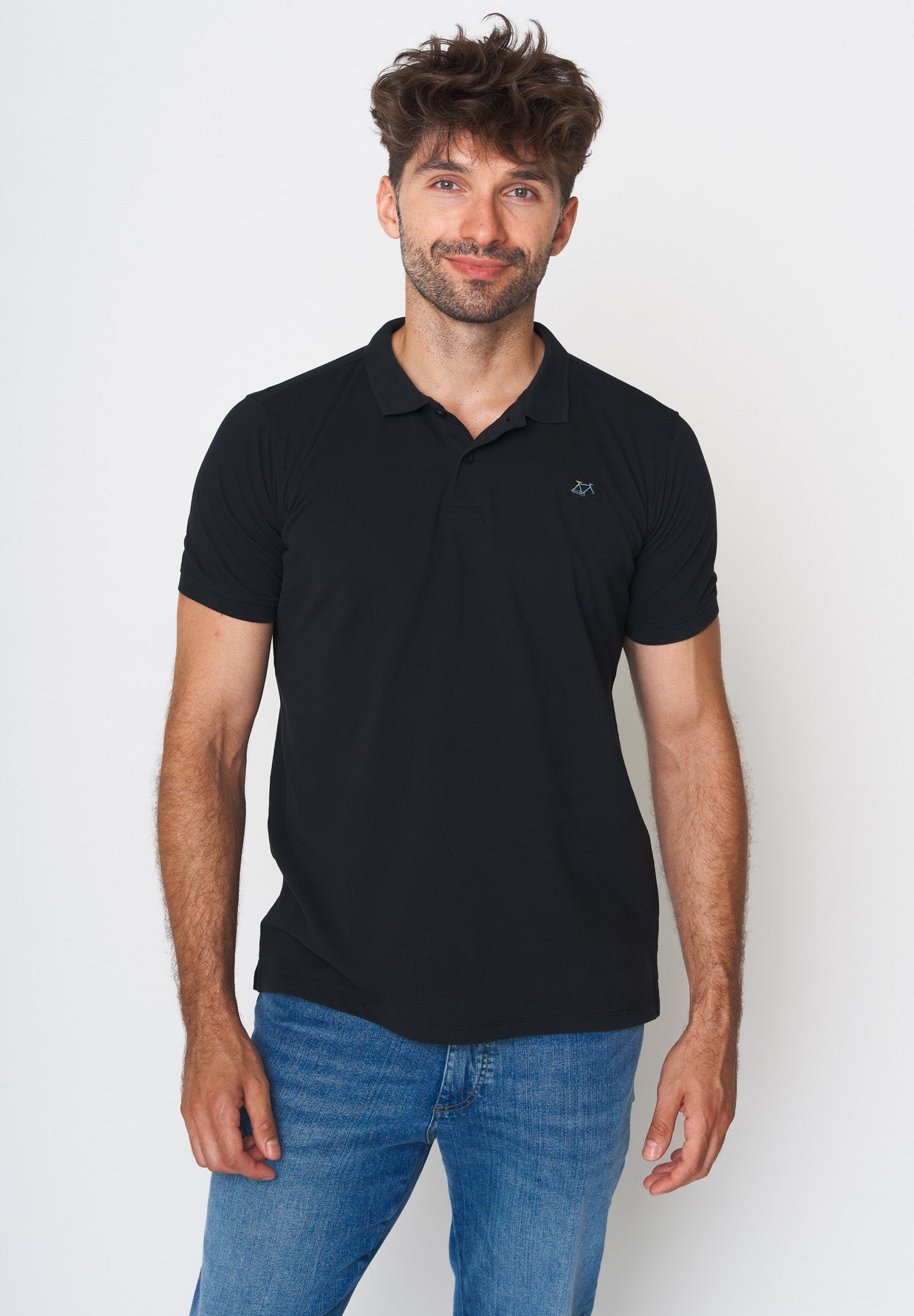 Schwarz:  Sportliches Polo aus Baumwoll-Mix für Herren [17976]