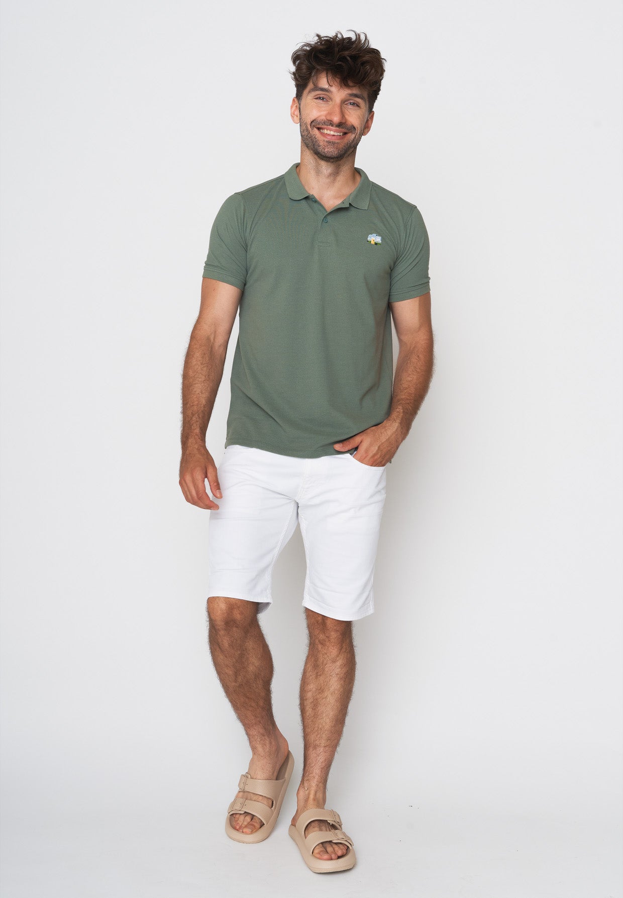 Pale Green: Sportliches Polo aus Baumwoll-Mix für Herren [17989]