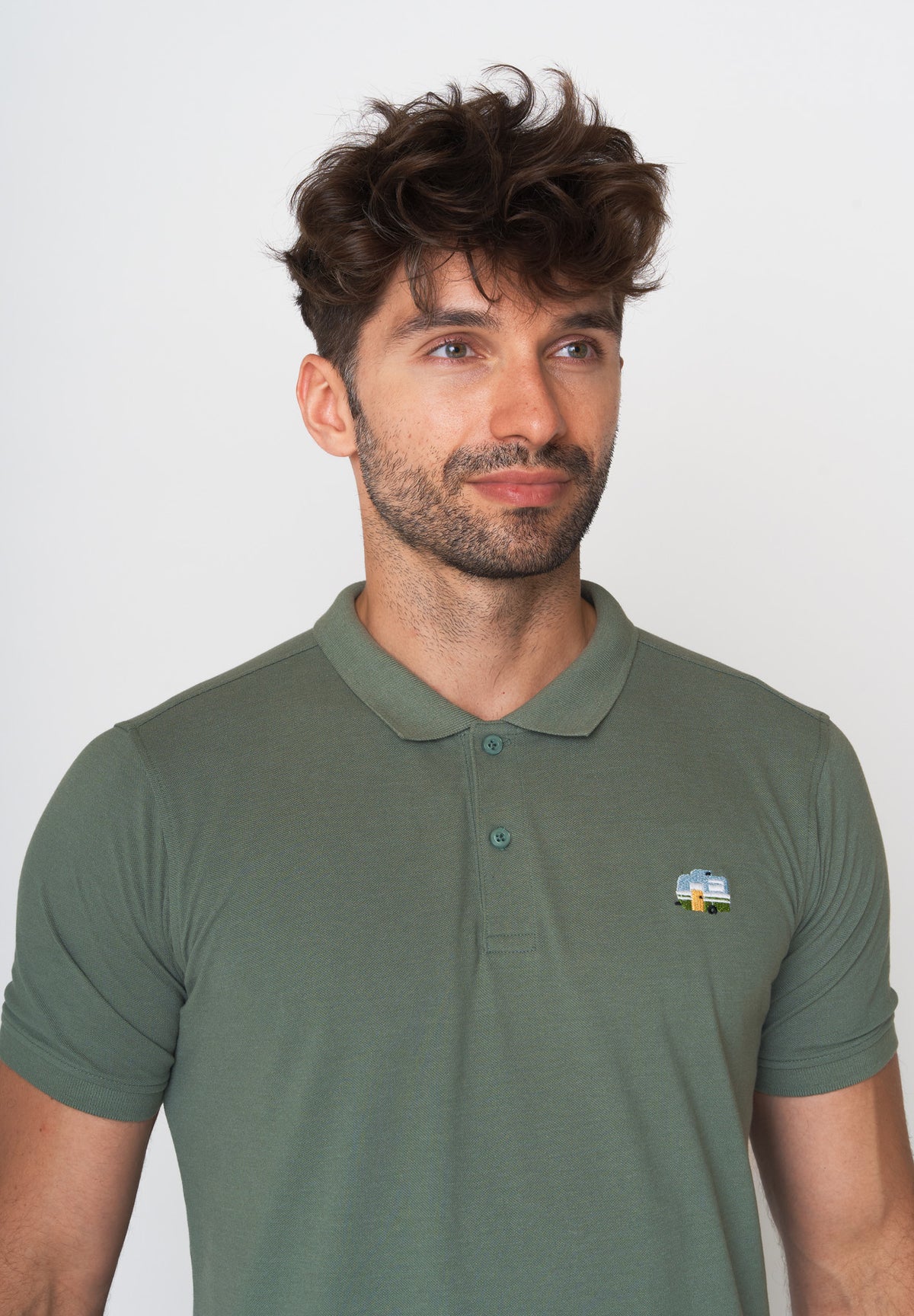 Pale Green: Sportliches Polo aus Baumwoll-Mix für Herren [17992]