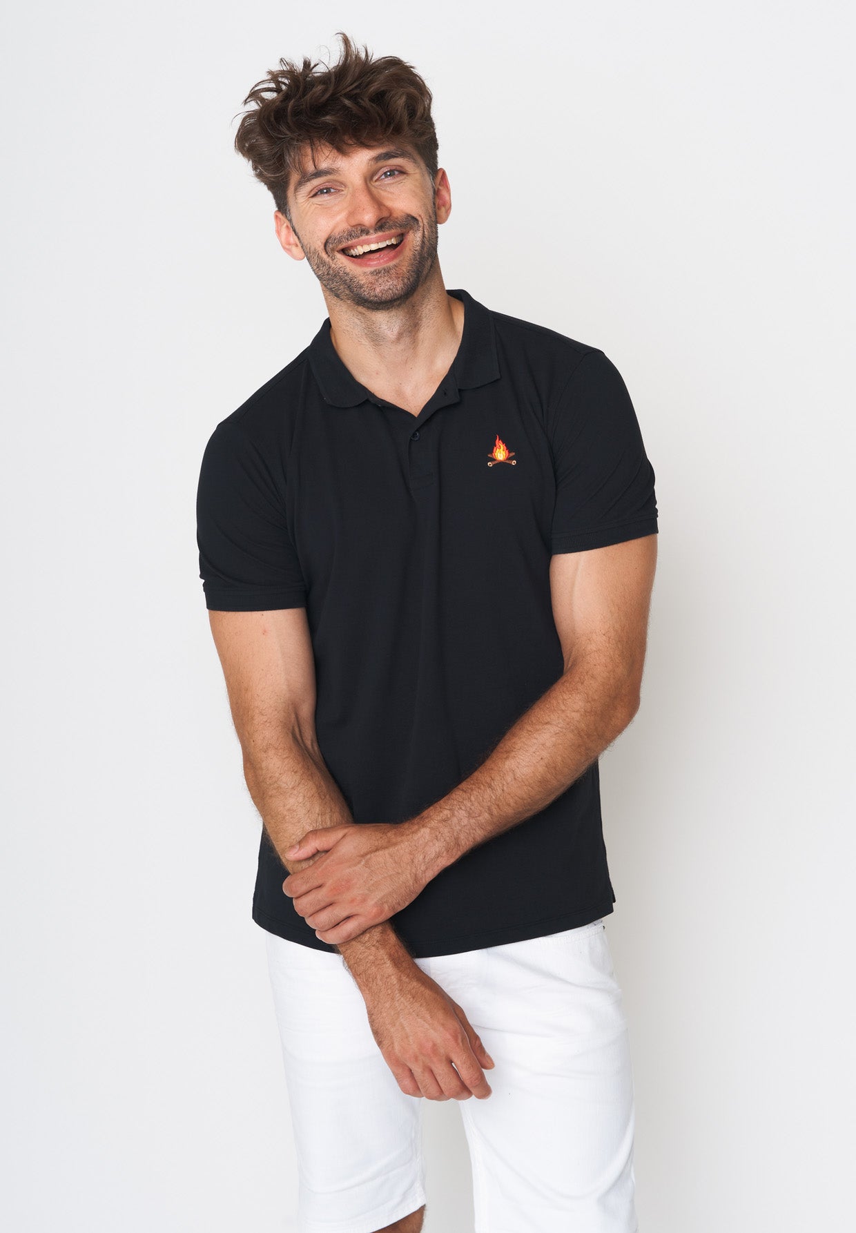 Schwarz:  Sportliches Polo aus Baumwoll-Mix für Herren [18003]