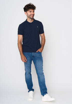Navy: Sportliches Polo aus Baumwoll-Mix für Herren [18016]