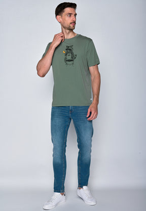 Pale Green: Lässiges Oversize-T-Shirt aus Bio-Baumwolle für Herren [18058]