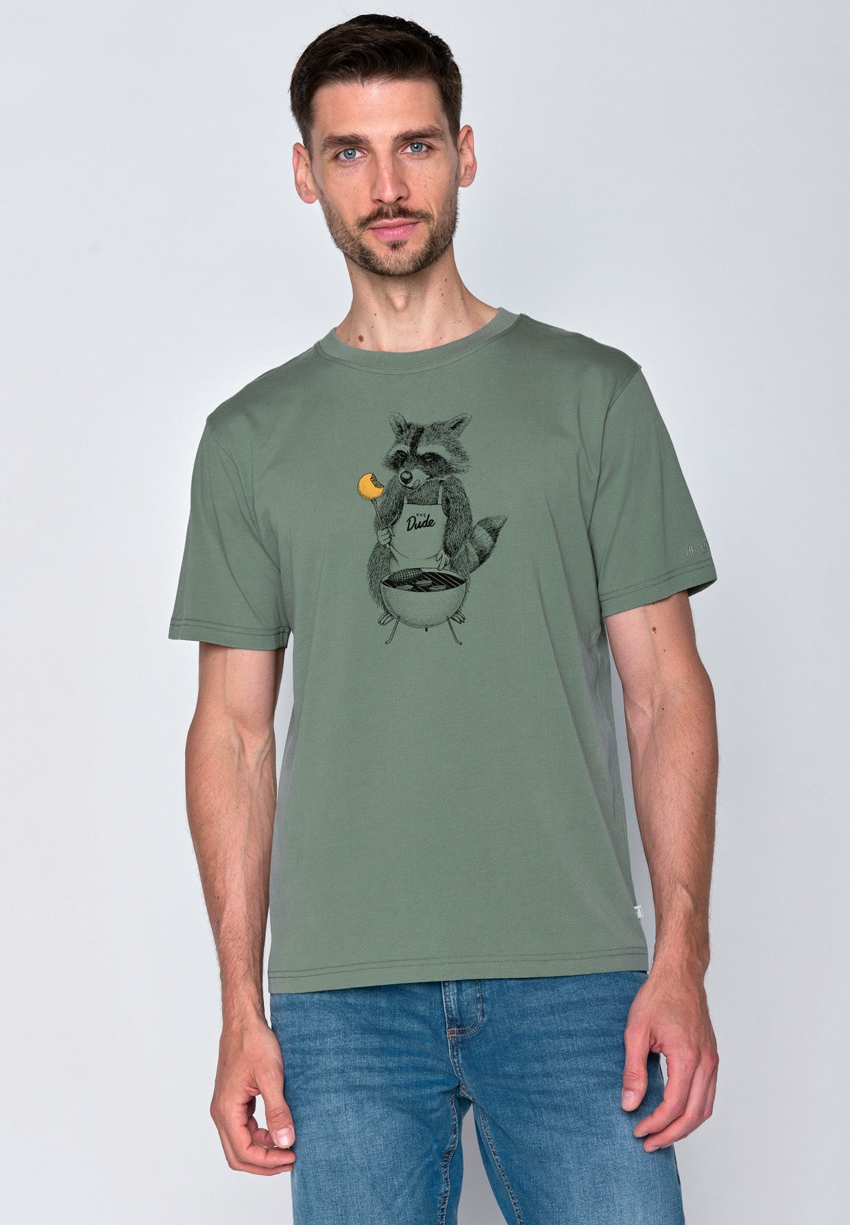 Pale Green: Lässiges Oversize-T-Shirt aus Bio-Baumwolle für Herren [18059]