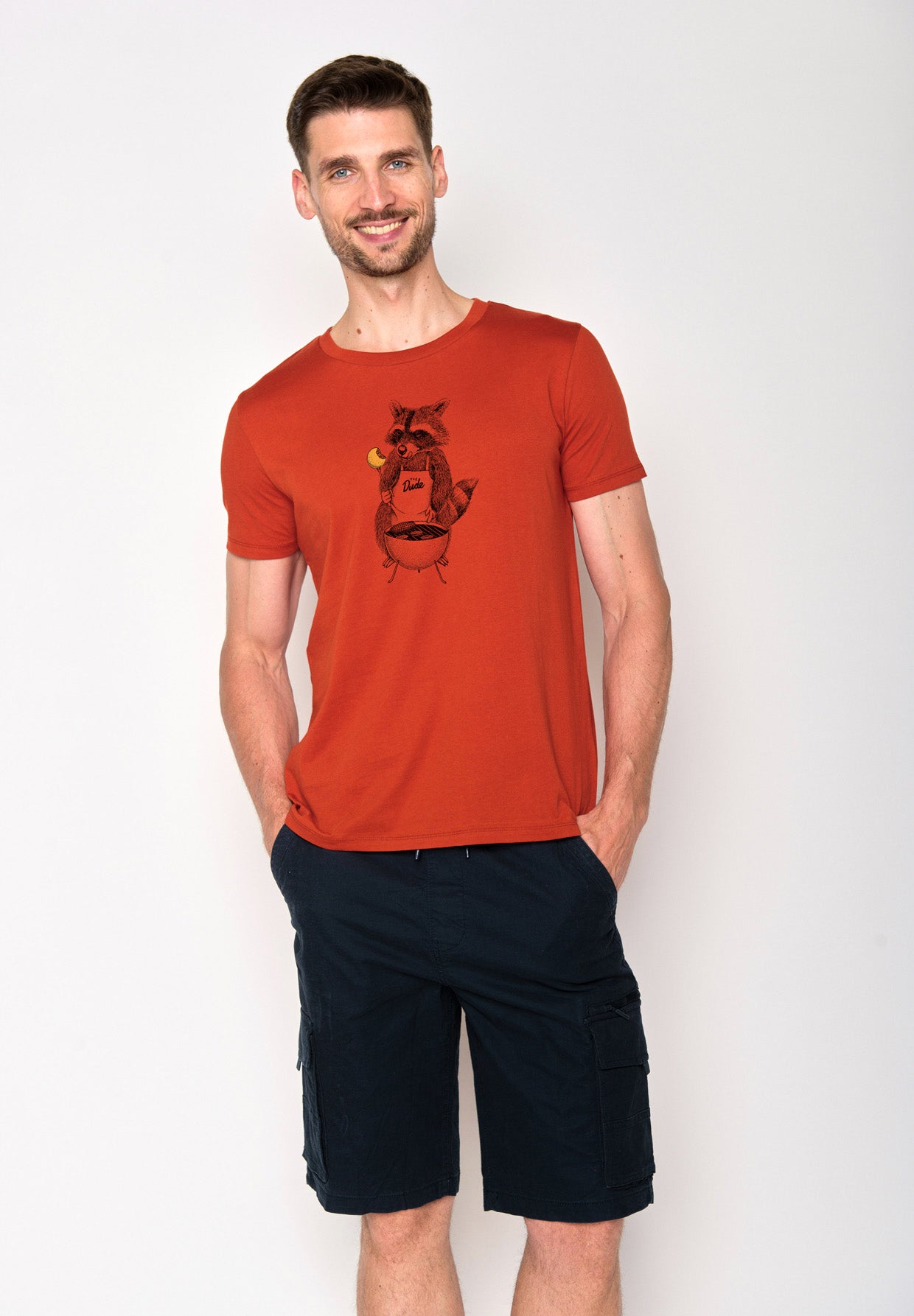 Clay Red: Sportliches T-Shirt aus Bio-Baumwolle für Herren [18067]