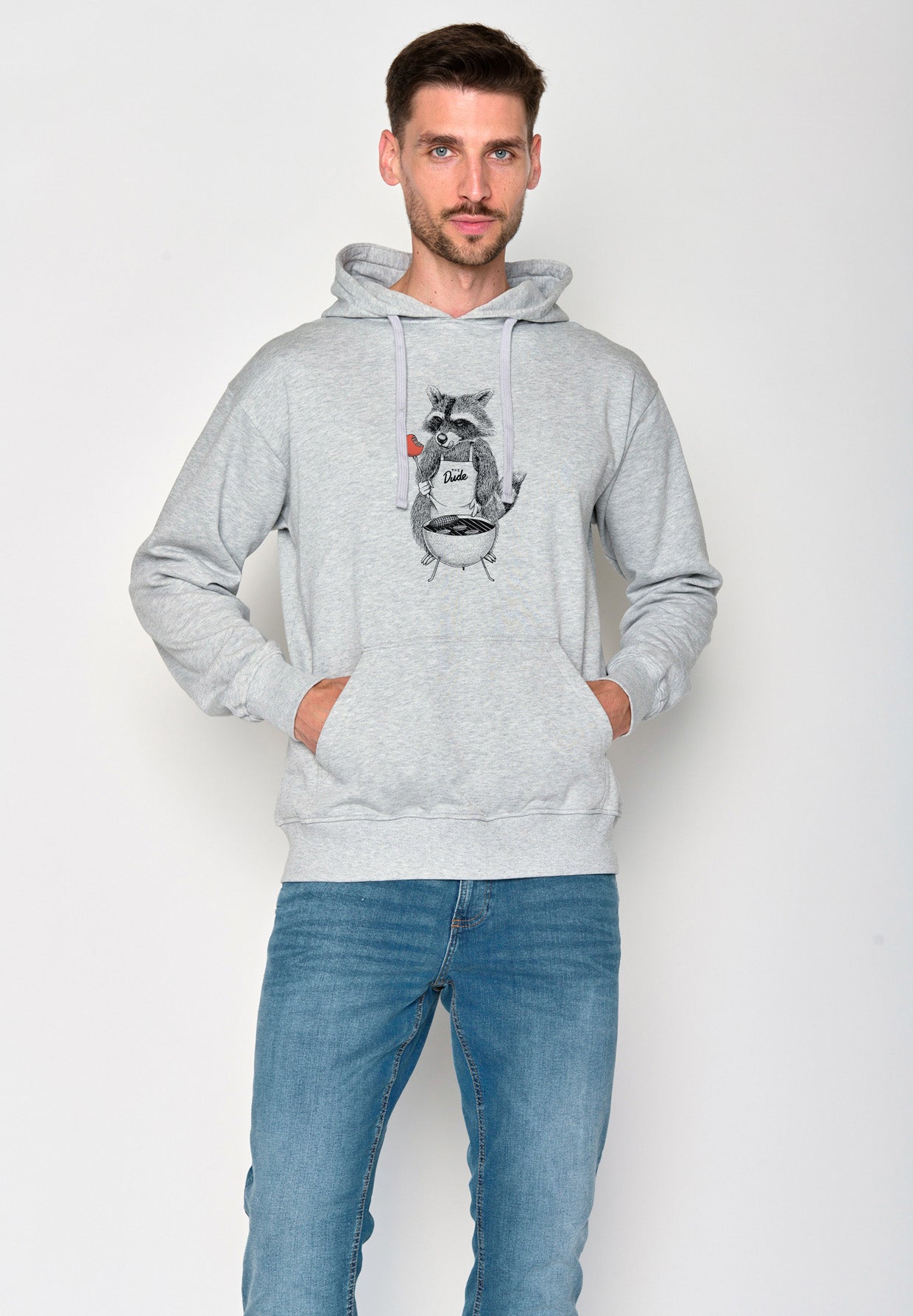 Grau:  Gemütlicher Hoodie aus Bio-Baumwolle für Herren [18075]