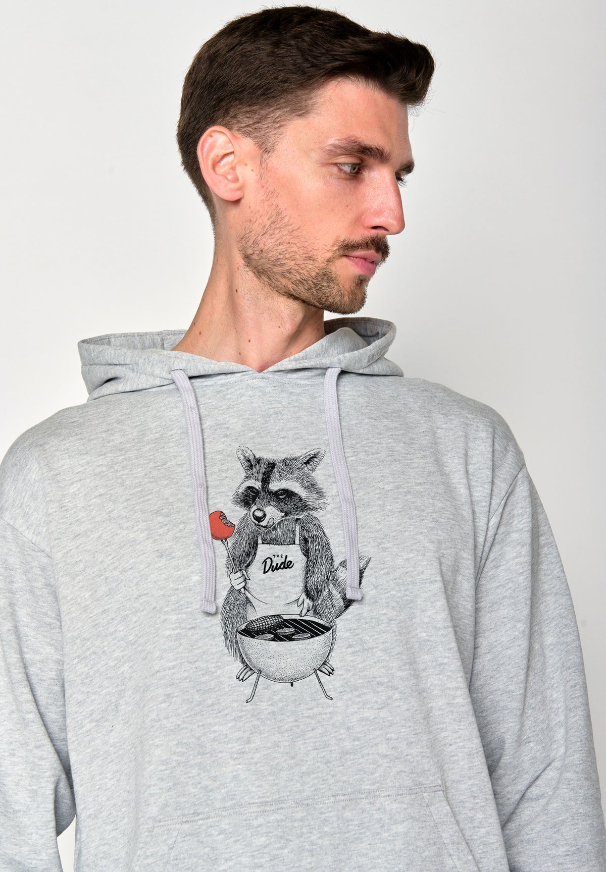 Heather Grey: Gemütlicher Hoodie aus Bio-Baumwolle für Herren [18076]