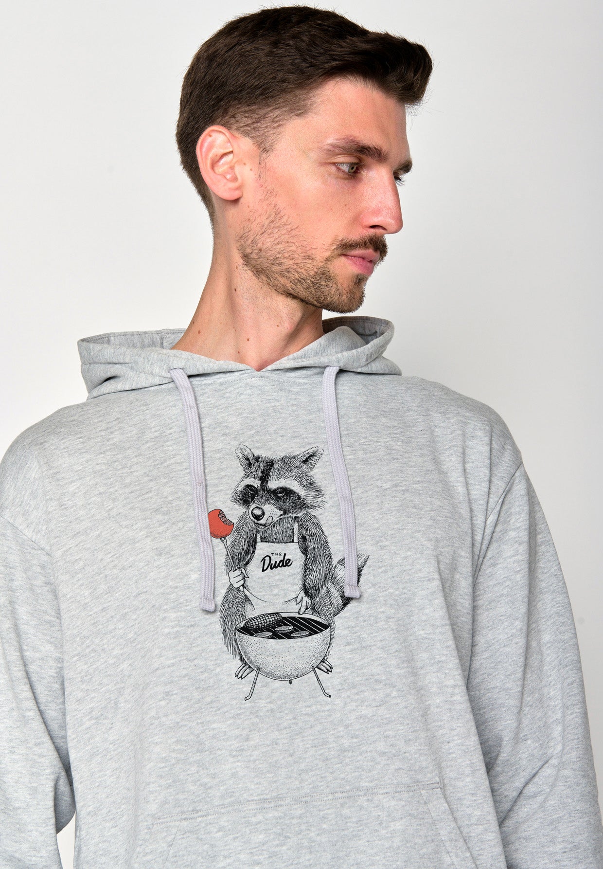 Heather Grey: Gemütlicher Hoodie aus Bio-Baumwolle für Herren [18076]