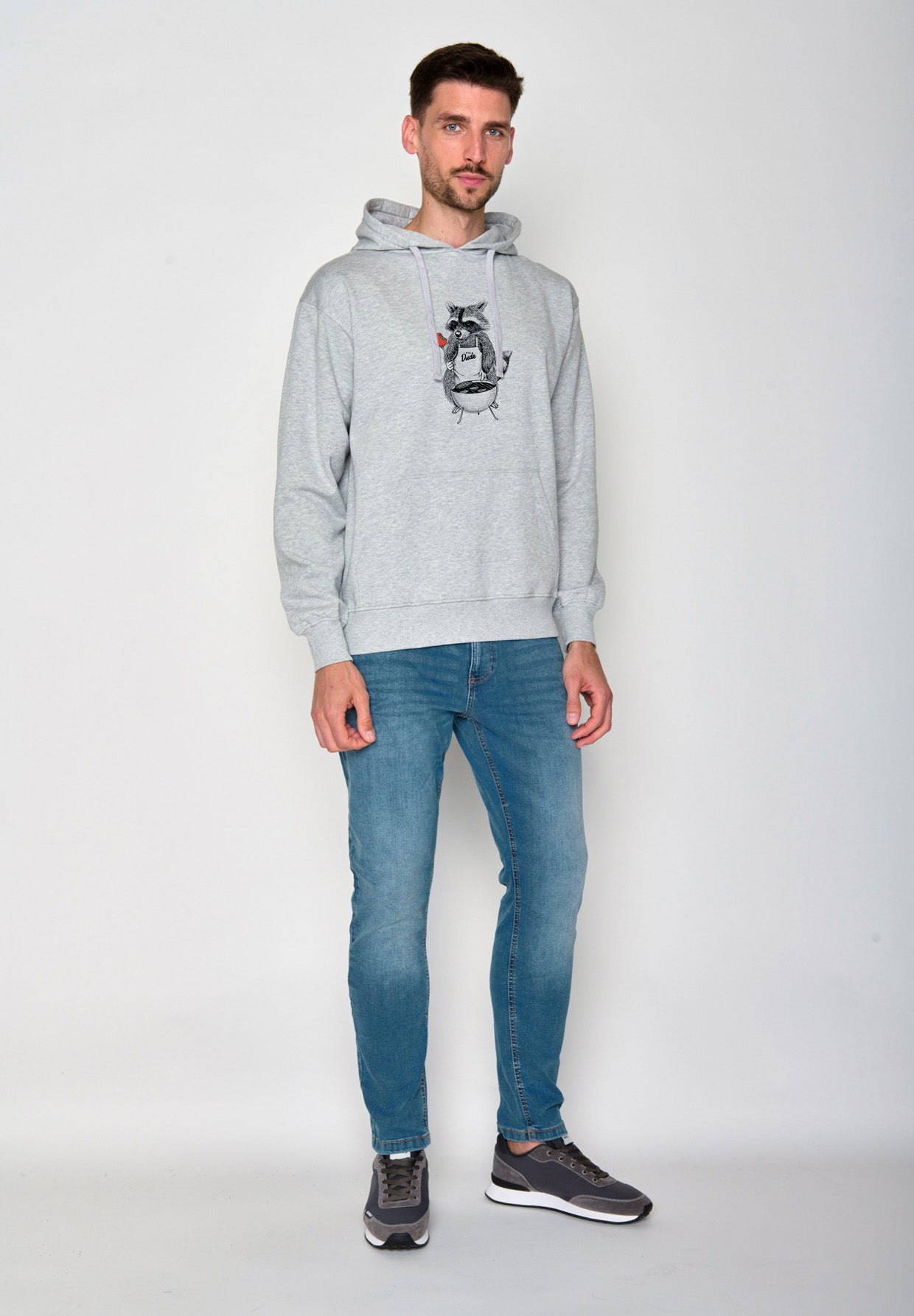 Heather Grey: Gemütlicher Hoodie aus Bio-Baumwolle für Herren [18077]