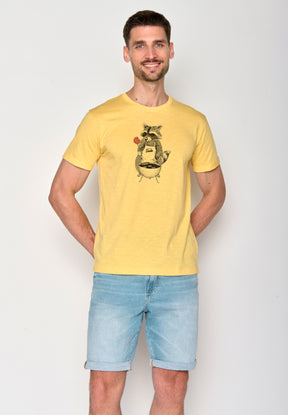 Pastel Yellow: Lässiges T-Shirt aus Bio-Baumwoll Mix für Herren [18081]