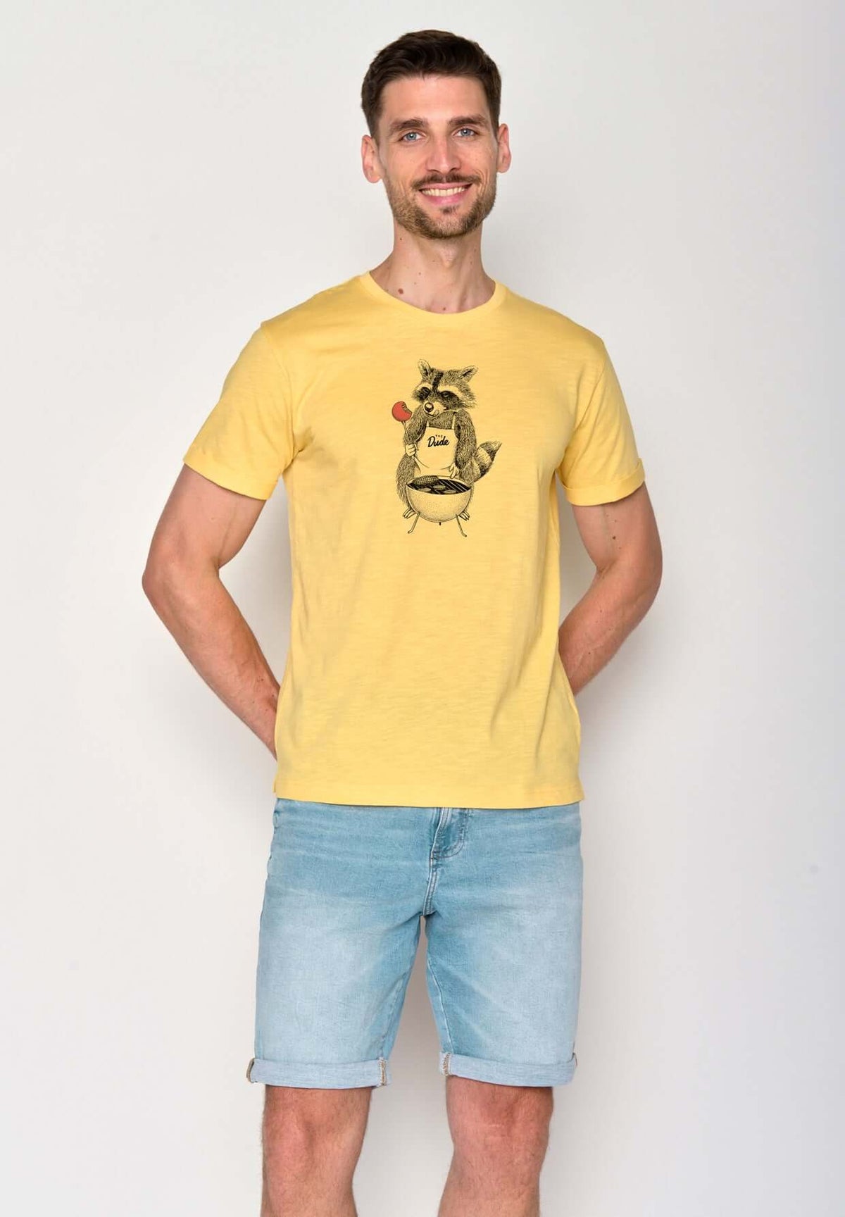 Gelb:  Lässiges T-Shirt aus Bio-Baumwoll Mix für Herren [18081]