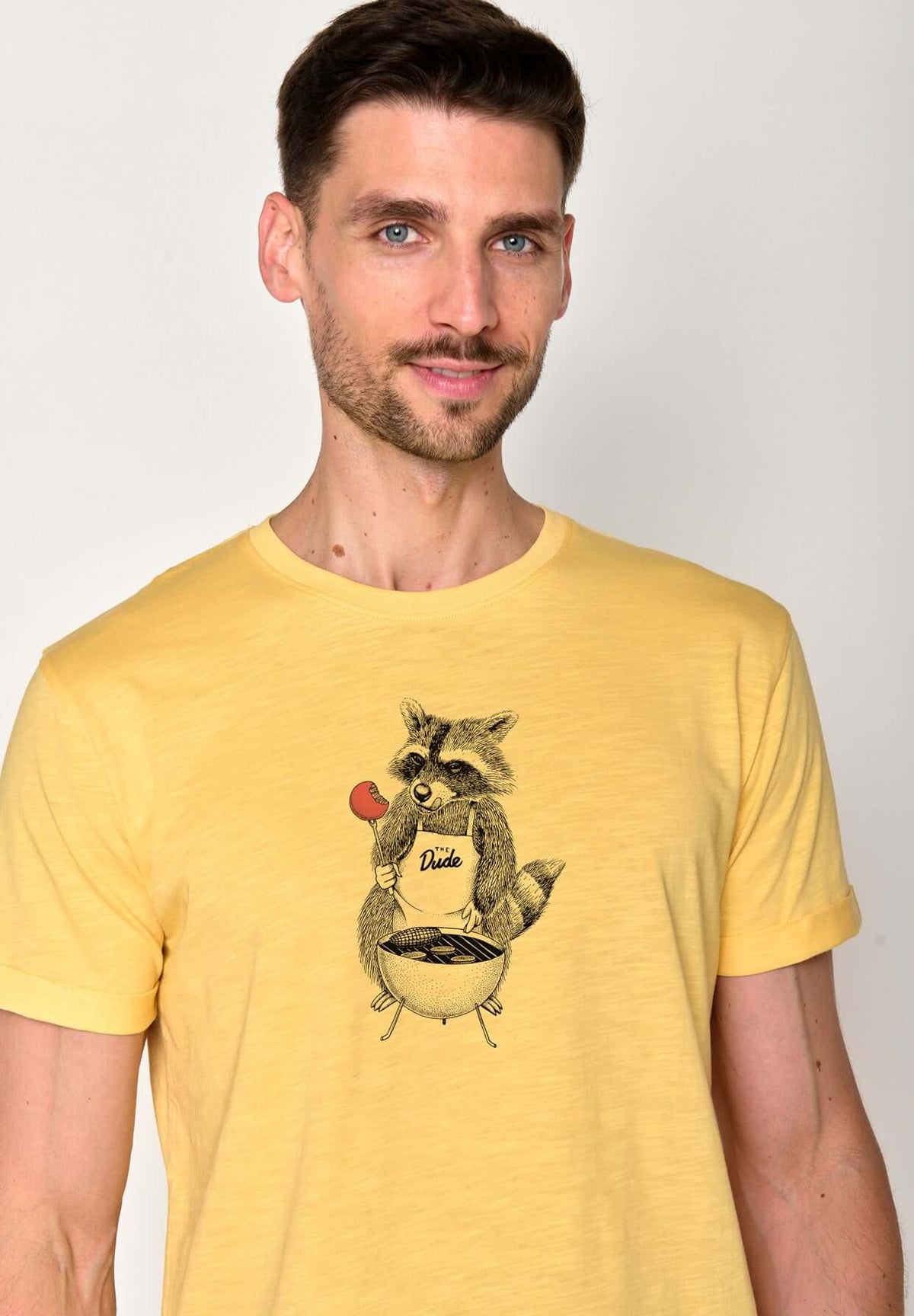 Gelb:  Lässiges T-Shirt aus Bio-Baumwoll Mix für Herren [18082]