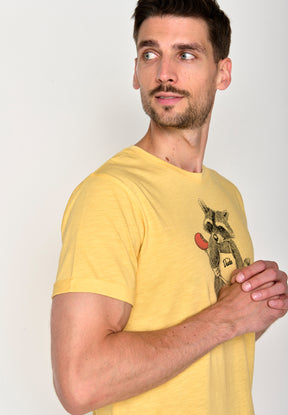 Pastel Yellow: Lässiges T-Shirt aus Bio-Baumwoll Mix für Herren [18084]