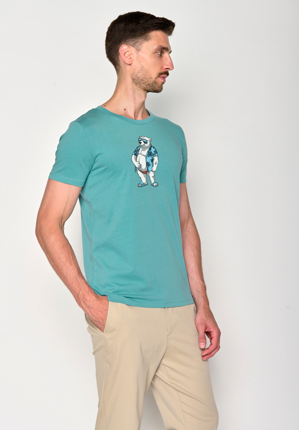 Türkis: Sportliches T-Shirt aus Bio-Baumwolle für Herren [18089]