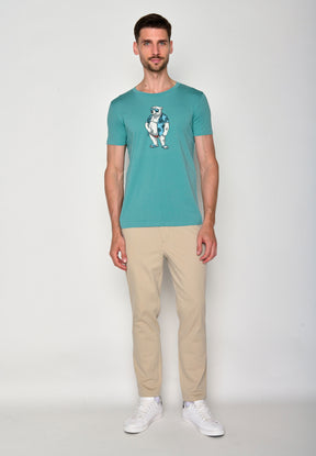 Türkis: Sportliches T-Shirt aus Bio-Baumwolle für Herren [18091]