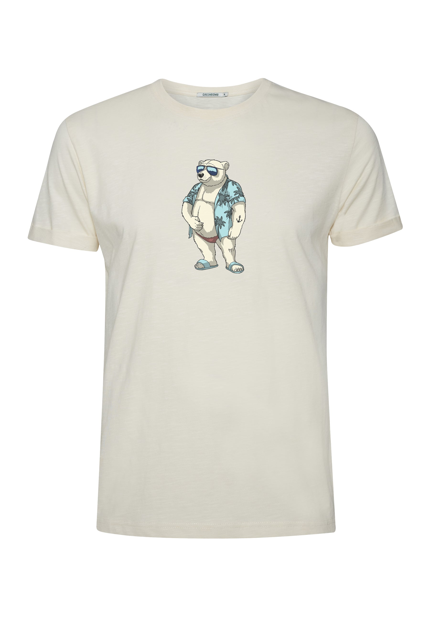 Creme White: Lässiges T-Shirt aus Bio-Baumwoll Mix für Herren [18093]