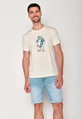 Creme White: Lässiges T-Shirt aus Bio-Baumwoll Mix für Herren [18094]