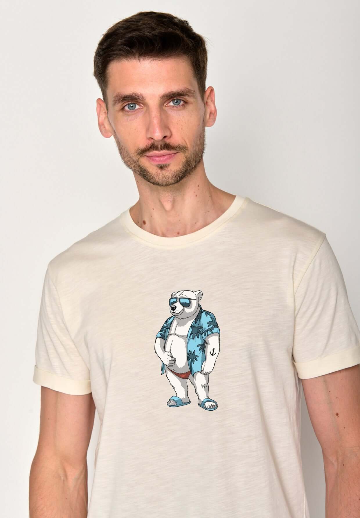Weiß:  Lässiges T-Shirt aus Bio-Baumwoll Mix für Herren [18095]