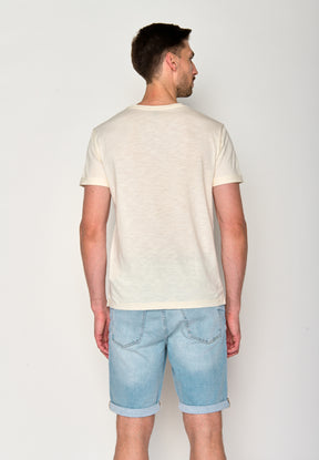 Creme White: Lässiges T-Shirt aus Bio-Baumwoll Mix für Herren [18098]
