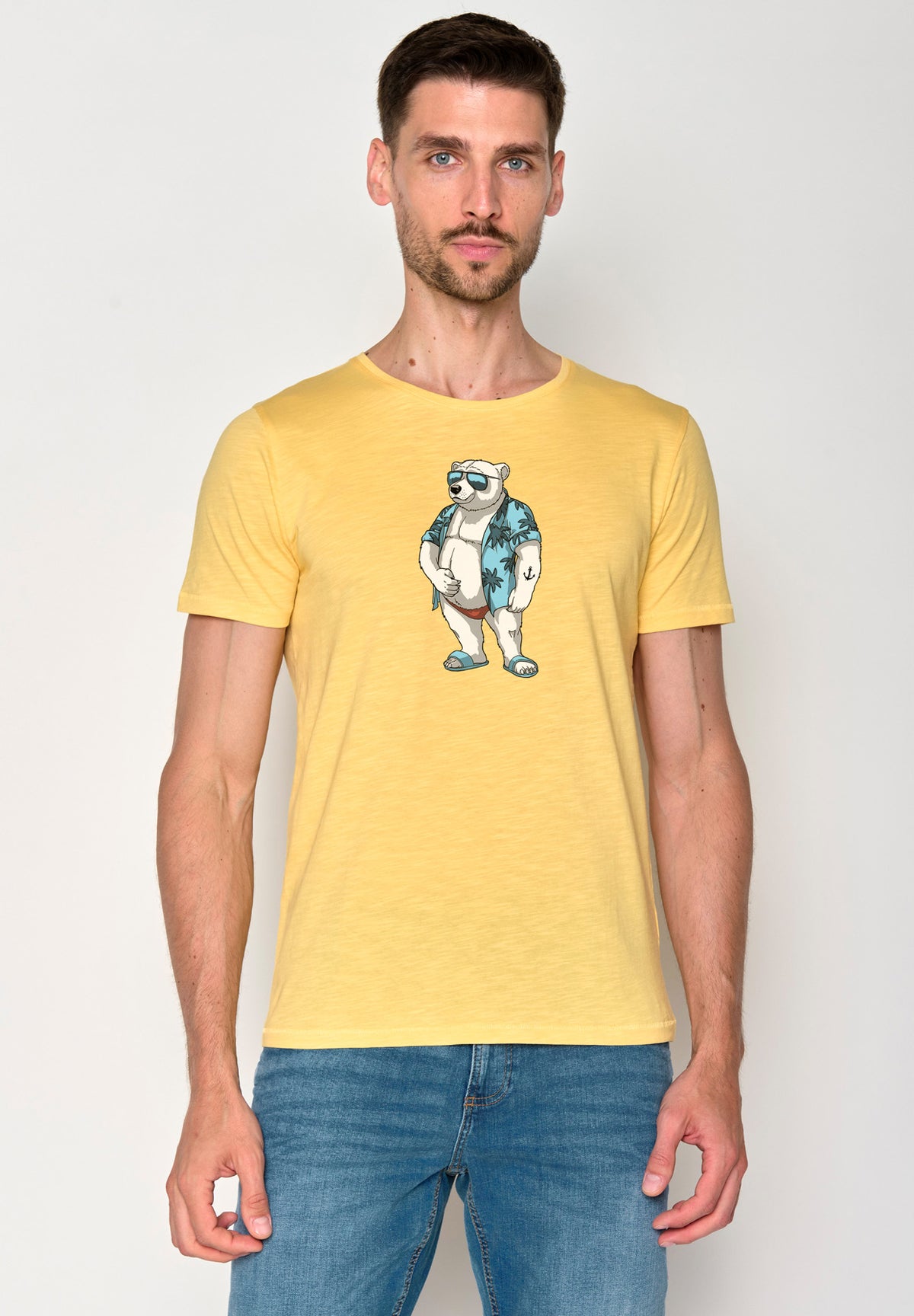 Pastel Yellow: Sportliches T-Shirt aus Bio-Baumwolle für Herren [18100]