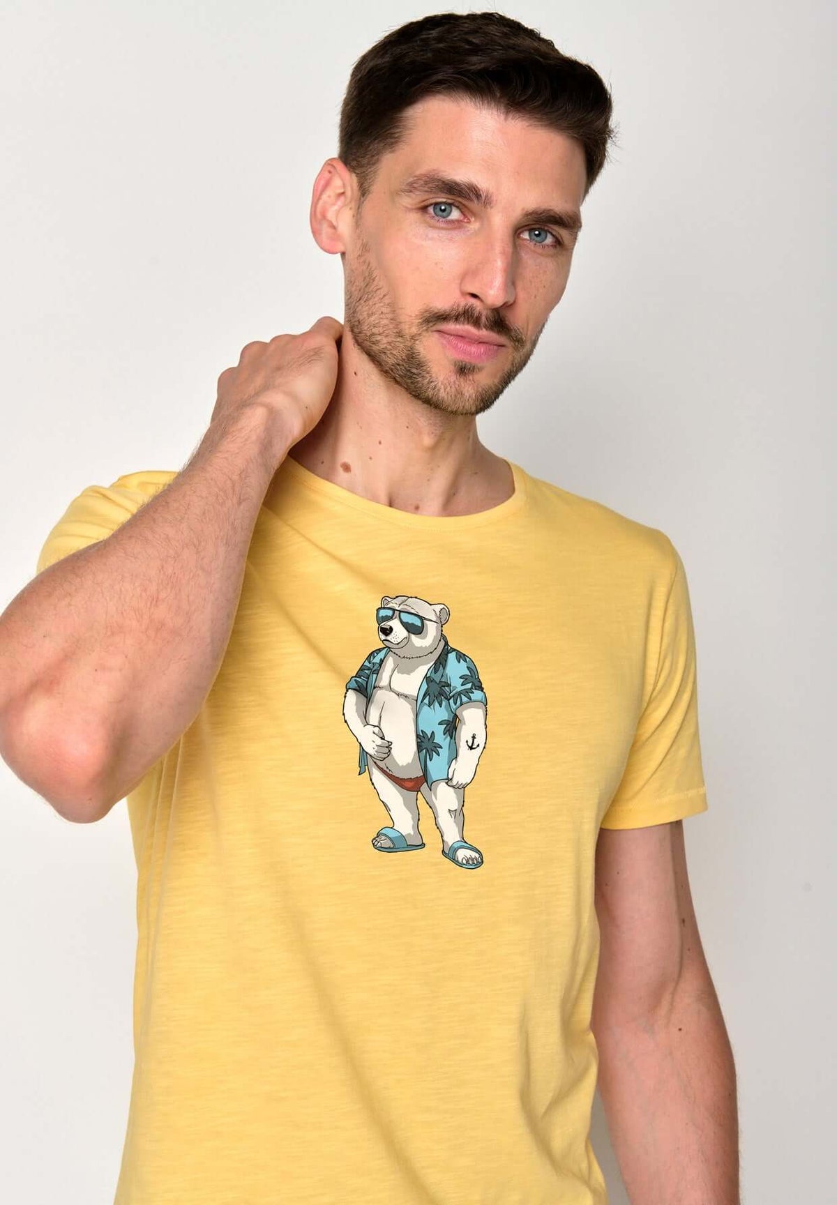 Gelb:  Lässiges T-Shirt aus Bio-Baumwolle für Herren [18101]