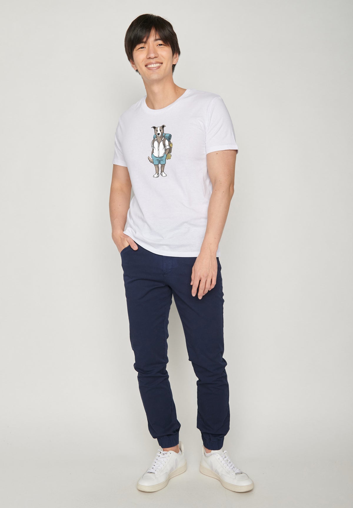 Weiß:  Sportliches T-Shirt aus Bio-Baumwolle für Herren [18107]