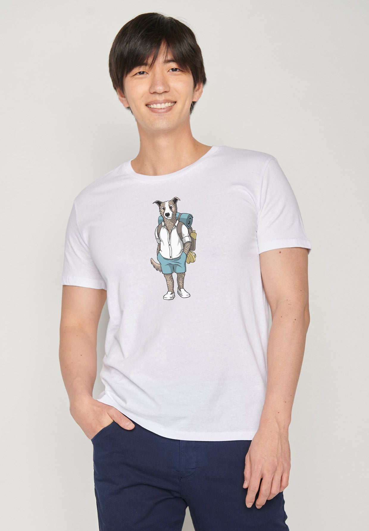 Weiß:  Sportliches T-Shirt aus Bio-Baumwolle für Herren [18109]