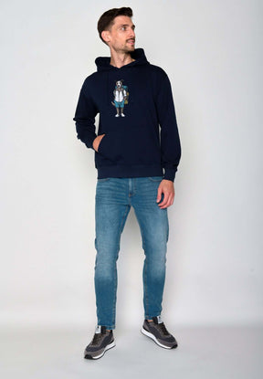 Blau:  Gemütlicher Hoodie aus Bio-Baumwolle für Herren [18112]
