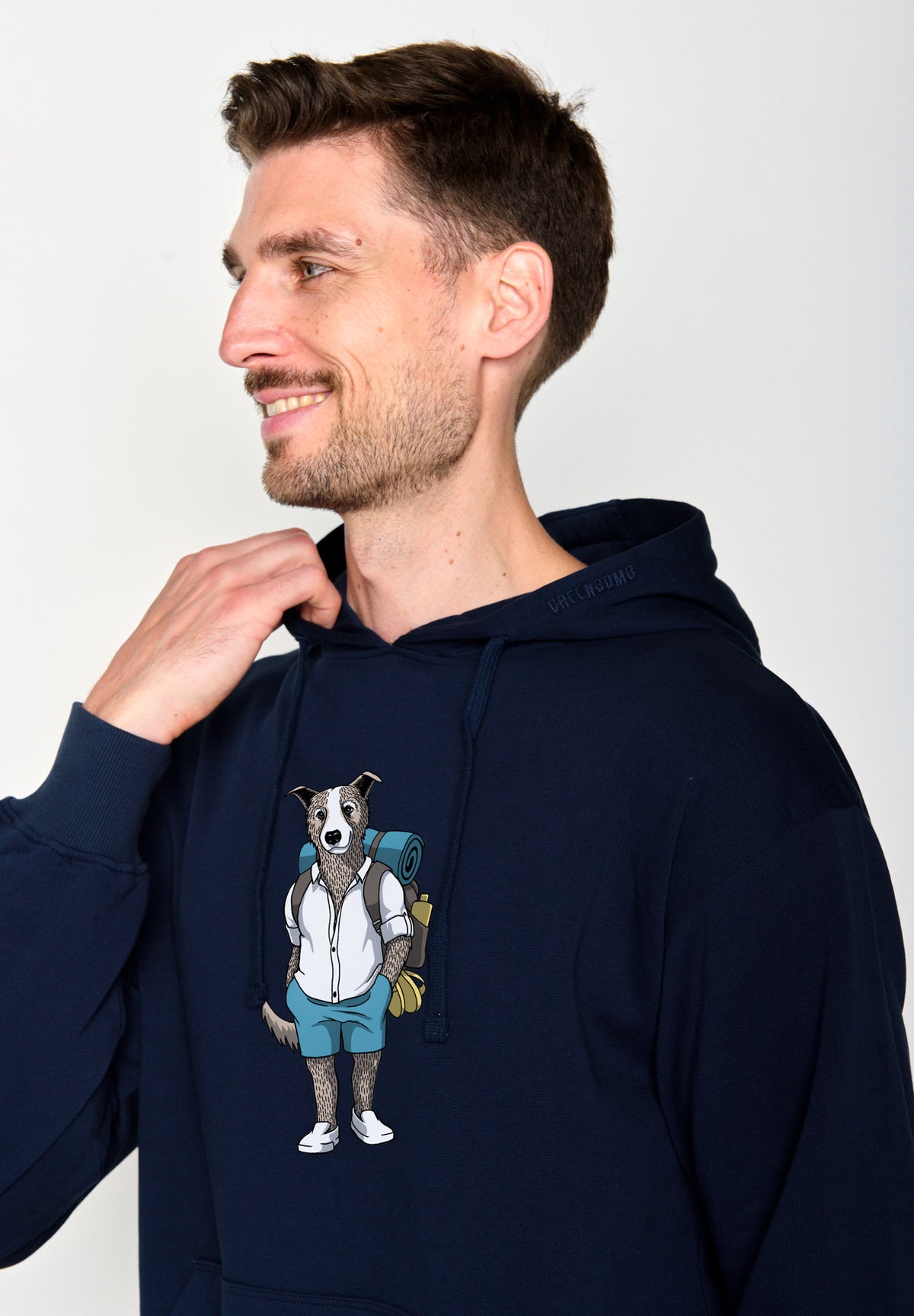 Navy: Gemütlicher Hoodie aus Bio-Baumwolle für Herren [18113]