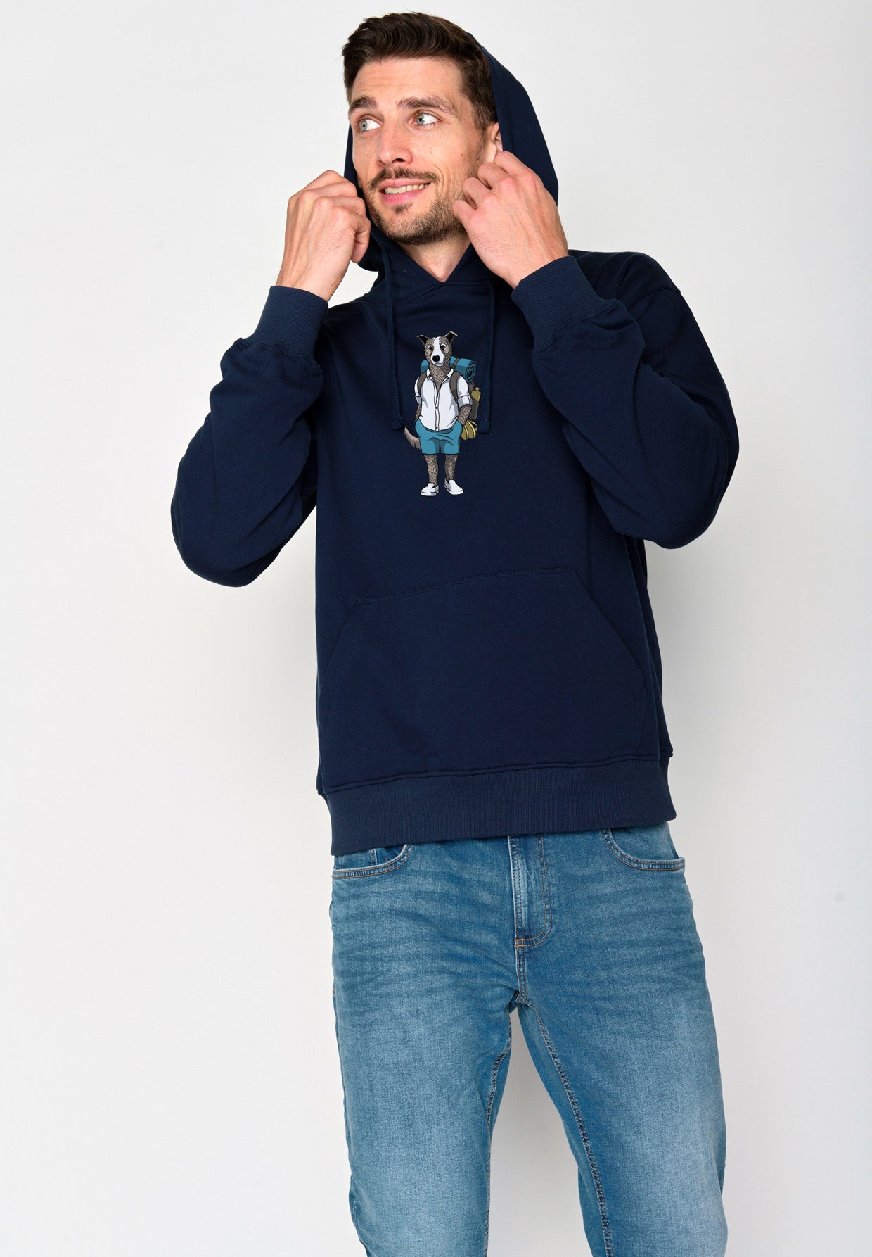 Navy: Gemütlicher Hoodie aus Bio-Baumwolle für Herren [18114]
