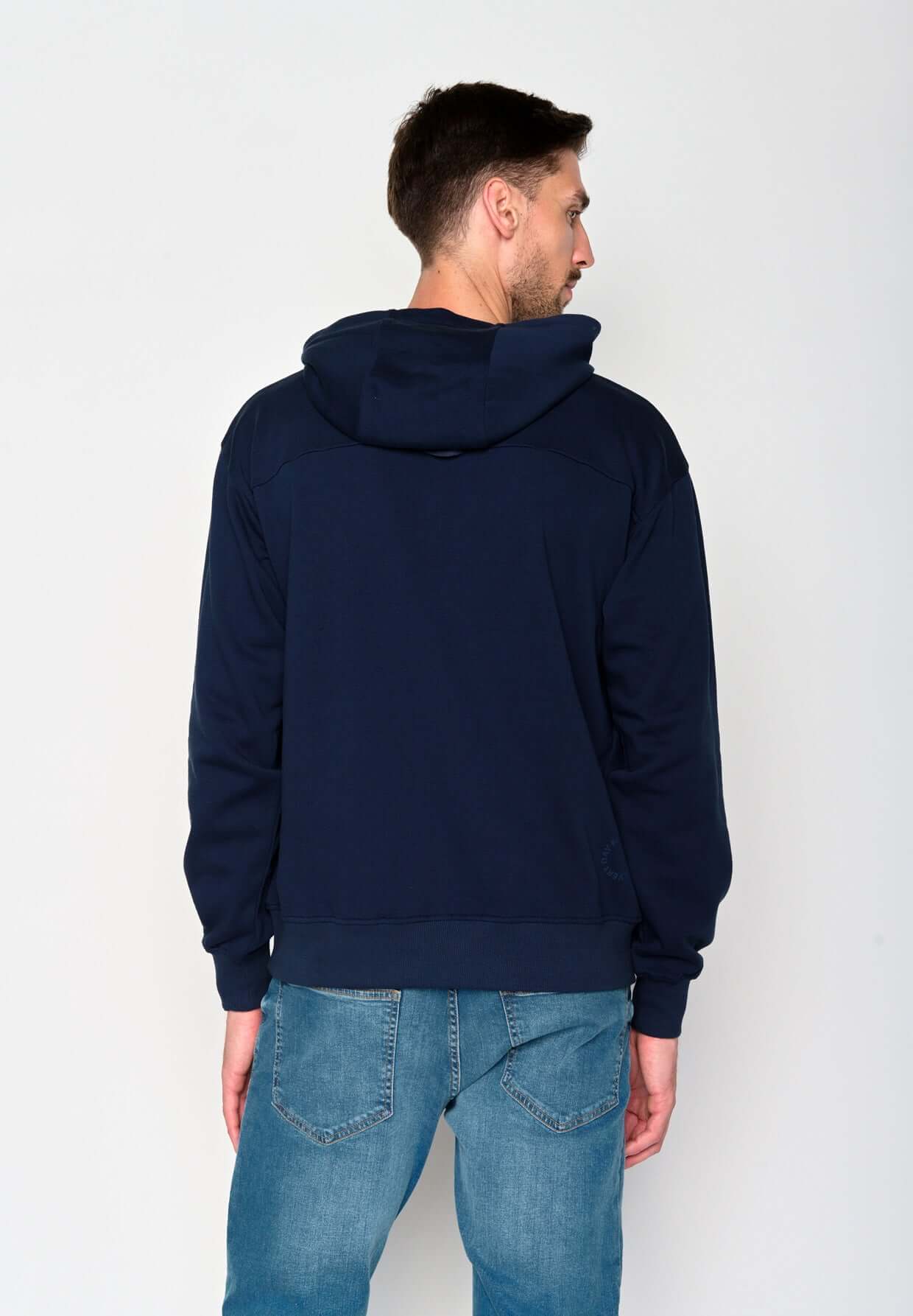 Blau:  Gemütlicher Hoodie aus Bio-Baumwolle für Herren [18116]