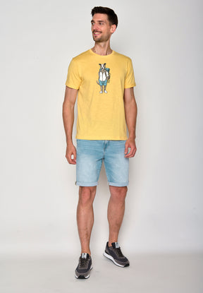 Pastel Yellow: Lässiges T-Shirt aus Bio-Baumwoll Mix für Herren [18118]