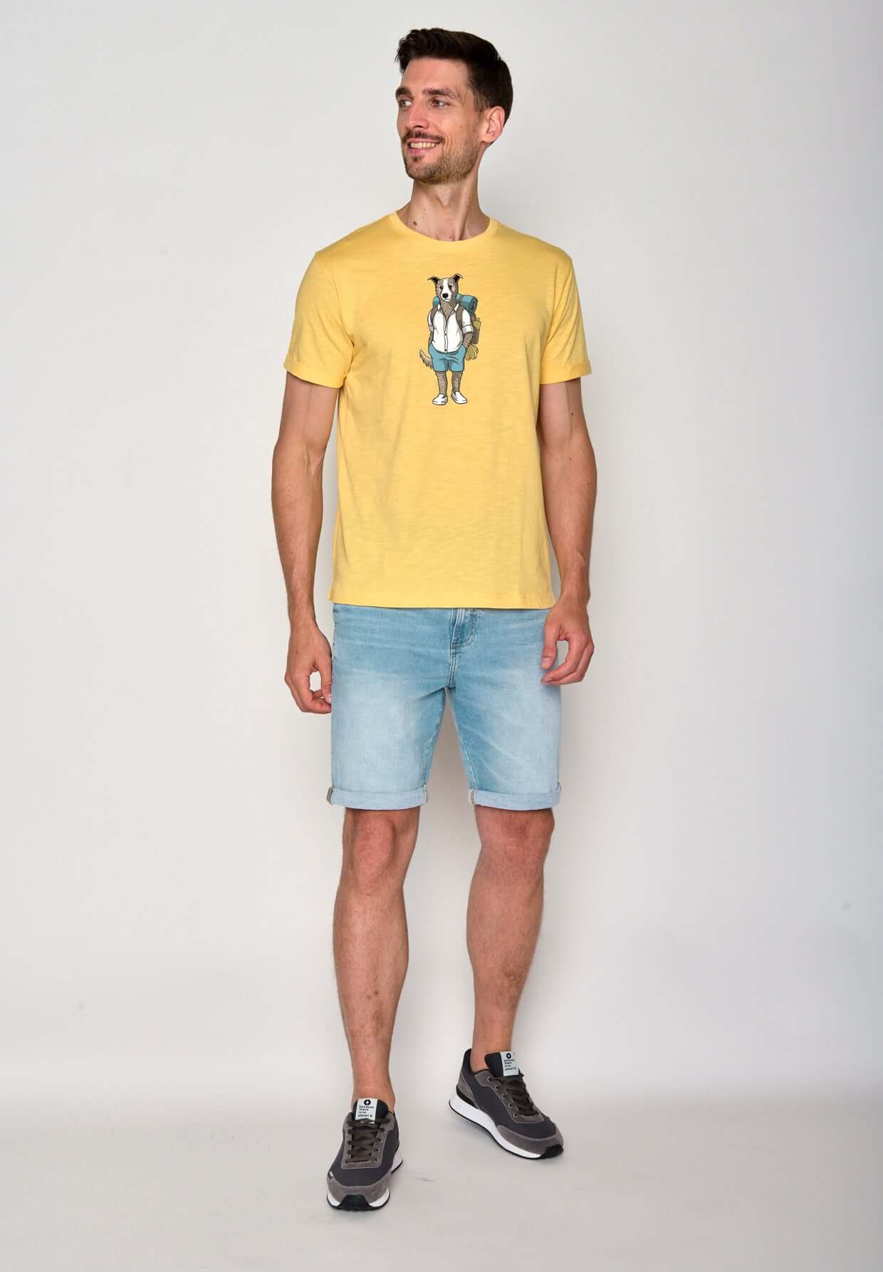 Gelb:  Lässiges T-Shirt aus Bio-Baumwoll Mix für Herren [18118]