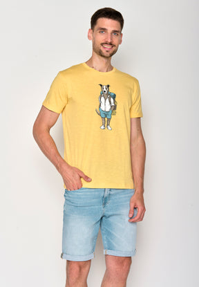 Pastel Yellow: Lässiges T-Shirt aus Bio-Baumwoll Mix für Herren [18119]