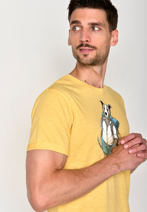 Pastel Yellow: Lässiges T-Shirt aus Bio-Baumwoll Mix für Herren [18122]