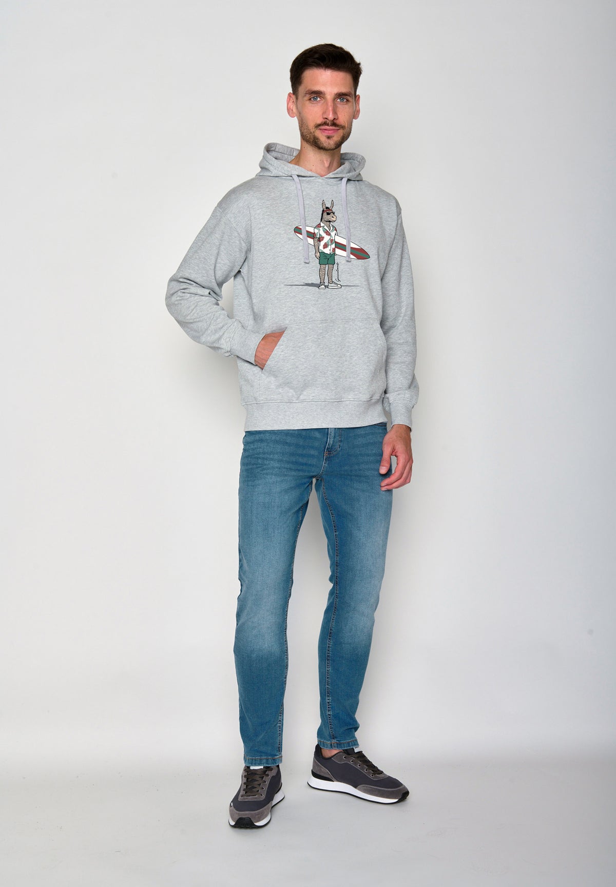 Grau:  Gemütlicher Hoodie aus Bio-Baumwolle für Herren [18139]