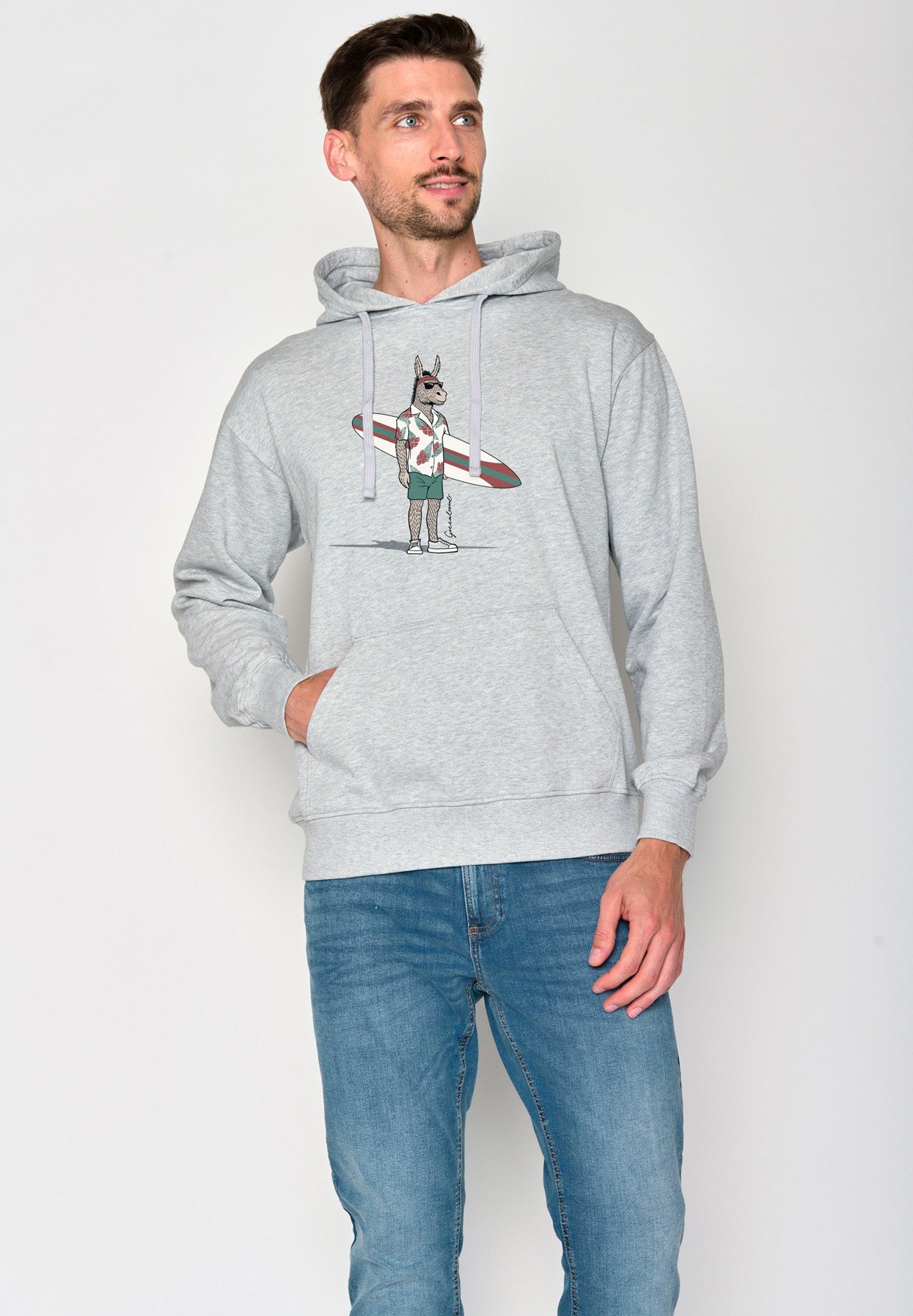 Heather Grey: Gemütlicher Hoodie aus Bio-Baumwolle für Herren [18140]