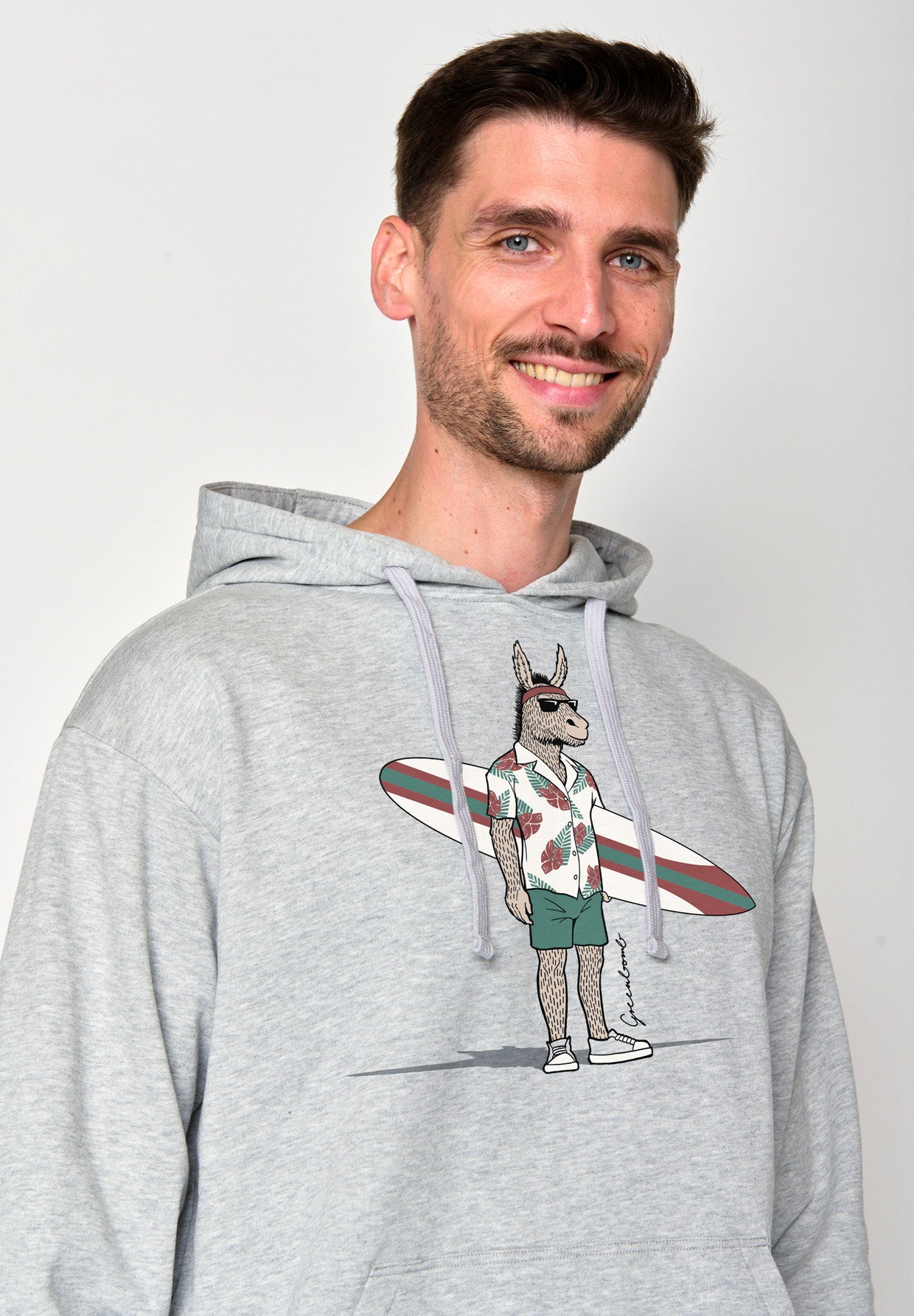 Heather Grey: Gemütlicher Hoodie aus Bio-Baumwolle für Herren [18142]