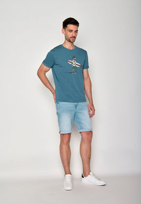 Blau:  Lässiges T-Shirt aus Bio-Baumwoll Mix für Herren [18146]