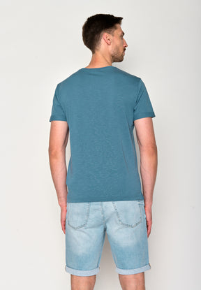 Blau:  Lässiges T-Shirt aus Bio-Baumwoll Mix für Herren [18147]
