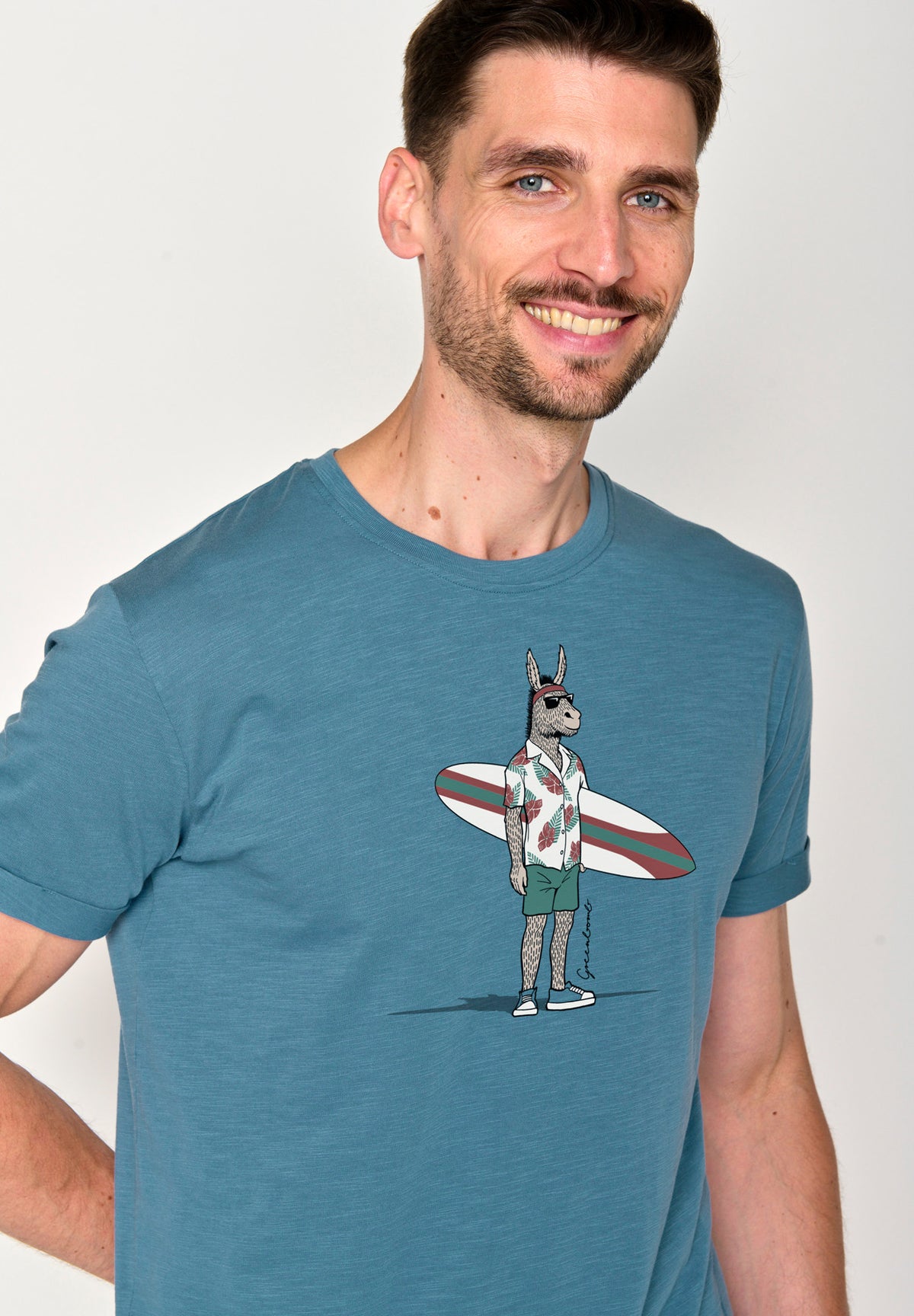 Sloppy Blue: Lässiges T-Shirt aus Bio-Baumwoll Mix für Herren [18148]